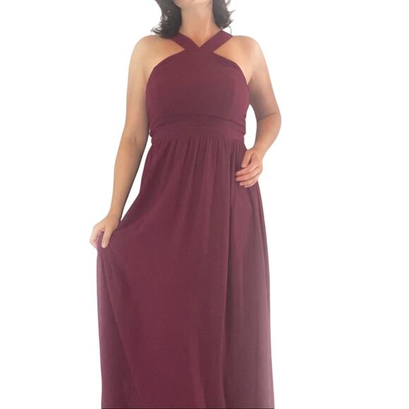 Lulu's Air of Romance Burgundy Maxi Dress Sz Large - Picture 1 of 5